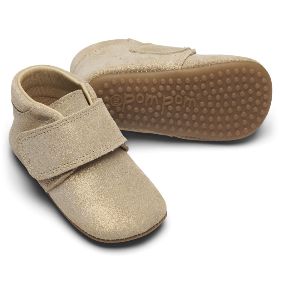 Qué El aparato Comenzar Botines Gold Pom Pom - Calzado Barefoot - Zapatos infantiles