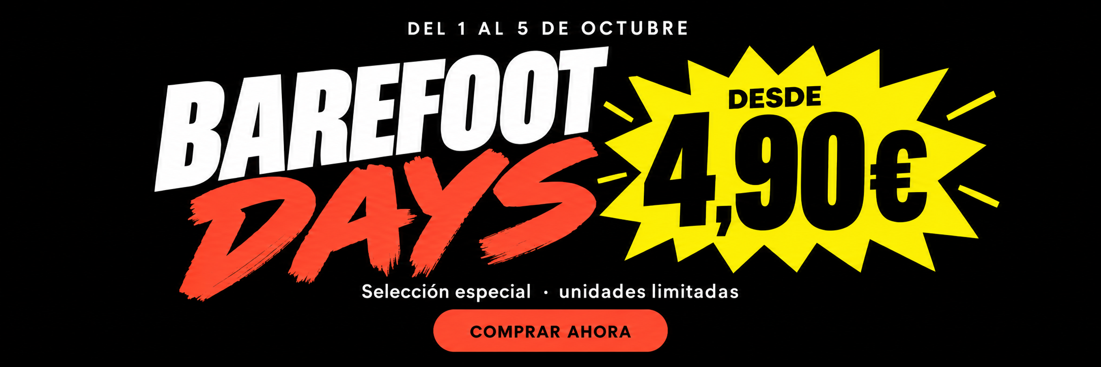Banner promocional Barefoot Days: precios desde 4,90 € del 1 al 5 de octubre